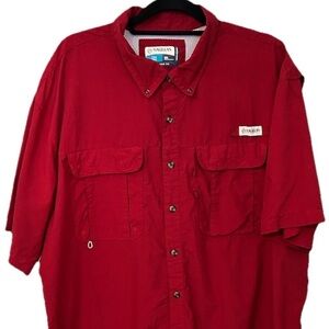 Magellan Outdoors Men's Button-Down Short Sleeve Shirt in Red